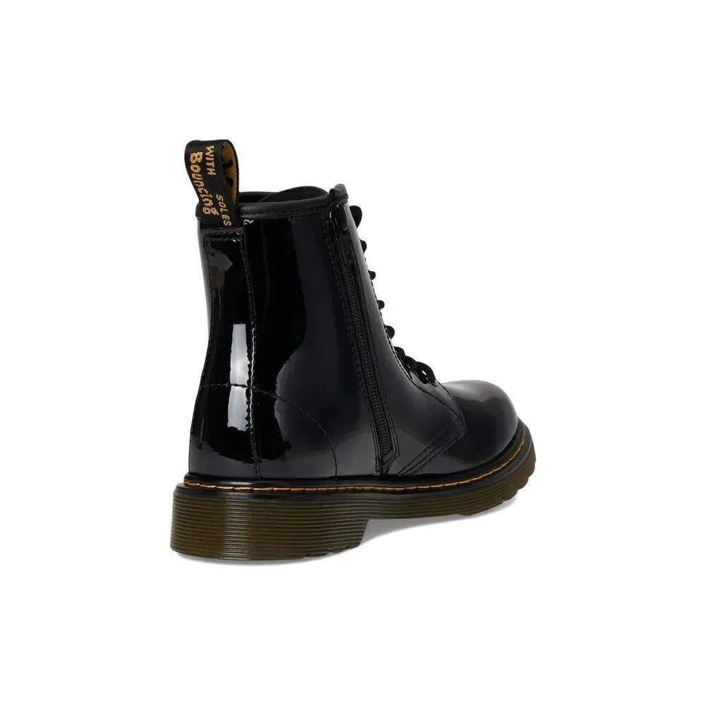 Dr Martens Jr Combat Black Glossy Leather J Zip Up Boots Size 13 US - Picture 2 of 6